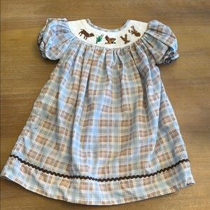 Smocked A-line Dress with Puff Sleeves deer duck hunting louisiana 12 month